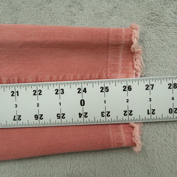 Gap Jeans Women's Size 32R Pink Mid-Rise True Skinny Stretch Fringe 26.5" Inseam - Picture 4 of 15